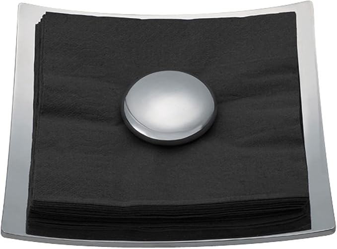 nambe Stone Napkin Holder for Kitchen Countertops | Use for Indoor and Outdoor Dining | Table Top Luncheon Napkin Tray for Parties, Weddings, and Events | Made of Metal Alloy | 8 x 8 inches