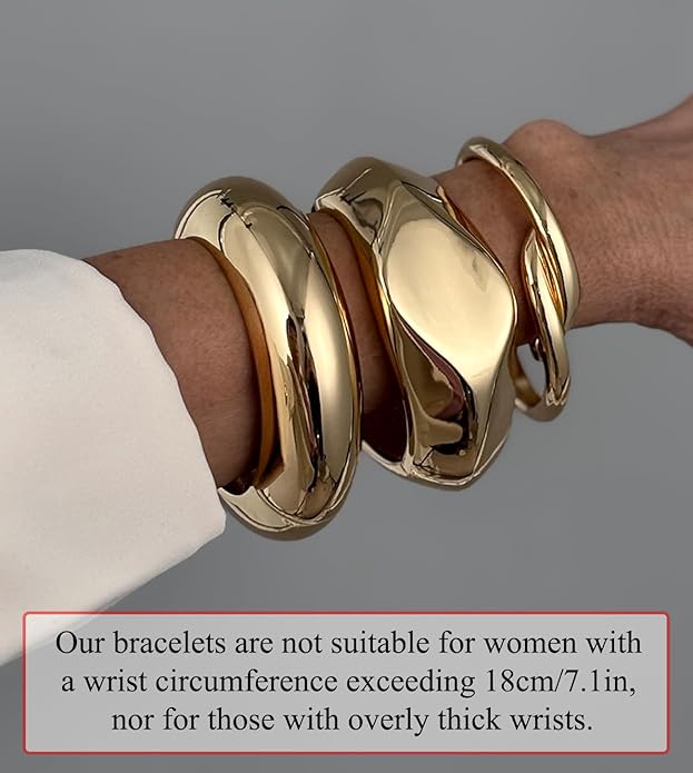 SAMOCO 3Pcs Chunky Gold Bangle Bracelets for Women Trendy Wide Wrist Cuff Bracelets Stack Statement Bangle Fashion Gifts