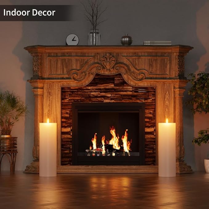 12" x 4" Large Outdoor Candle with Timer Waterproof Flickering LED Flameless Candle Battery Operated with Remote Fake Pillar Candle Realistic for Patio Porch Lantern, White 1 Pack