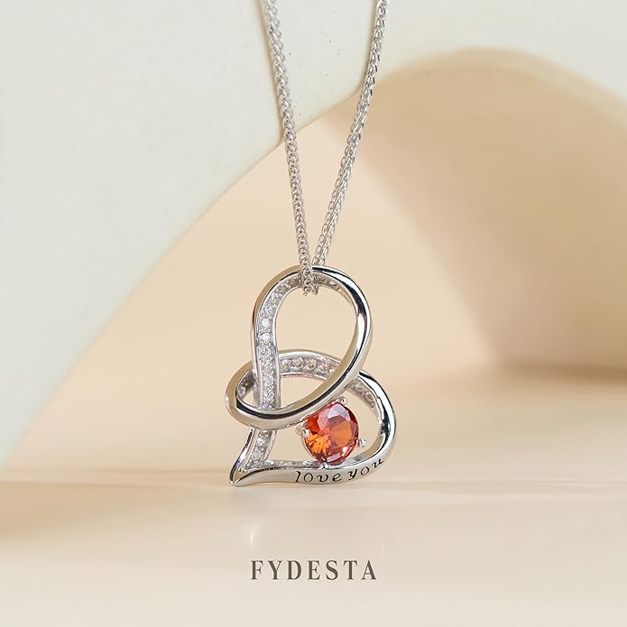Enduring Hearts Purple Zircon Necklace for Women - 14K Gold Plated Copper Infinity Pendant, Dainty Everyday Jewelry