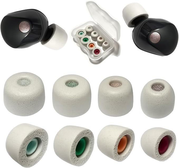 Memory Foam Tips for Sony WF-1000XM5 Replacement Tips for WF-1000XM5 WF-1000XM4 Earbuds Case, 4 Pairs Gray
