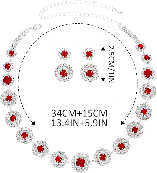 Unicra Bridal Wedding Jewelry Set Silver Rhinestone Necklace Earrings Sets Formal Costume Jewelry for Women and Brides