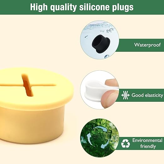 10Pcs Desk Grommet, 1" (25mm) White Silicone Cord Hole Cover, Flexible Rubber Wire Grommets, Wall Grommets for Cables Management, Table, Countertop, Cabinets and Furnitures Wire Organizer