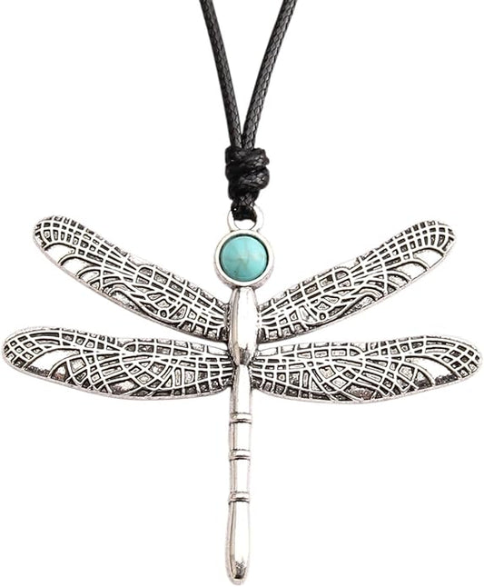 GelConnie Boho Necklaces for Women Vintage Silver Circles Long Pendant Necklace Cowgirl Sweater Necklace Adjustable Leather Choker Necklace for Women