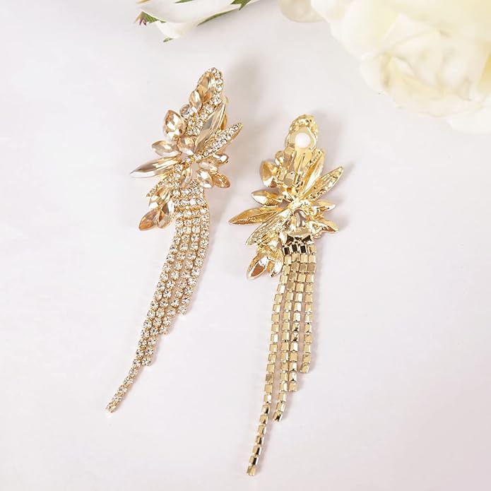 mecresh Marquise Crystal Bridal Chandelier Dangle Drop Earrings Ladies Gifts in Silver/Gold Tone