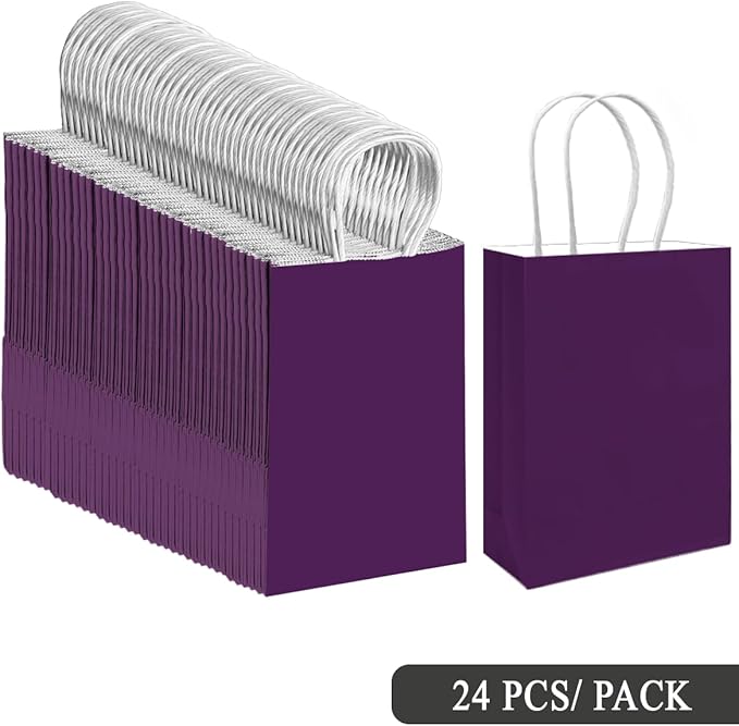 qiqee 30PCS Medium Gift Bag with Handles Bulk 11"x5"x8" Gift Bags Cardamom Purple Bags Multiple Uses (Medium Size)