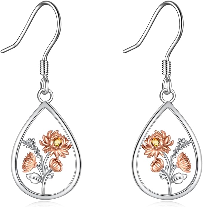 VONALA Flower Earrings for Women 925 Sterling Silver Rose/Lotus/Scottish Thistle/Tulip/Lilac/Mushroom/Pineapple Dangle Drop Earrings Flower Jewelry Gifts for Women Girls Birthday Gifts