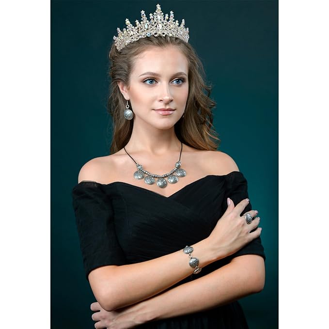 VELSCRUN AB Silver Crystal Birthday Tiara Crowns for Women Girls It's My Birthday Sash Queen Girls Princess Crown with Combs Happy Birth Party Decorations Mom Sisters Birth Gift Hair Accessories