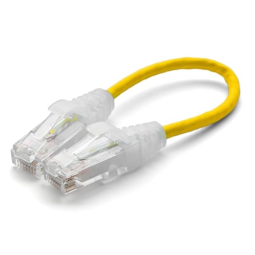 TRUECABLE Cat6 Component Rated Patch Cable, Unshielded (U/UTP), 6in, Yellow, 28AWG Solid Copper, Snagless 10G High-Speed Ethernet Cable, PoE++ 4PPoE 100W, UL Listed, RoHS-3, 1 Pack
