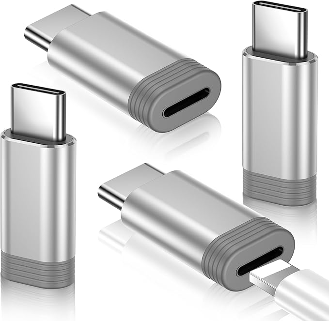 Temdan 4 Pack Lightning to USB C Adapter for iPhone 15/16/17 Pro/17 Pro Max,for iPhone 17/16 Charger,17/16 Accessories,Fast Charging & Data Transfer,USB C Charger Connector Cable,Not for OTG-Silver