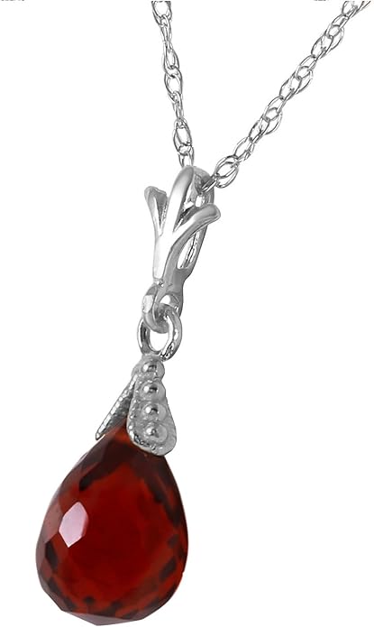 Galaxy Gold GG 14k Solid Gold Jewelry Set: Natural Briolette Garnet Pendant Necklace and Dangle Earrings