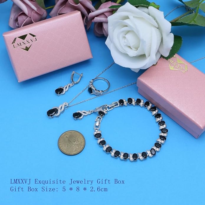 LMXXVJ Jewelry Set for Women,Teardrop Cubic Zirconia Necklace Earrings Adjustable Ring Bracelet Jewelry Set Formal Jewelry Gift