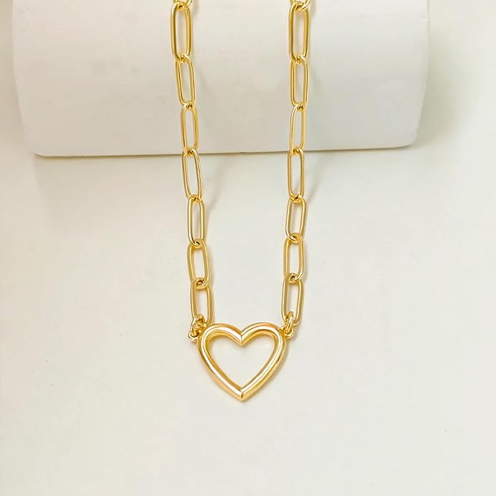 Cute Heart Necklace for Women Gold/Silver Plated Heart Pendant Choker Necklaces Tendy Love Heart Chain Necklace Dainty Gold/Silver Necklace Jewelry Gifts for Women