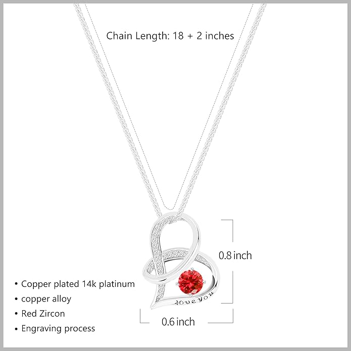Enduring Hearts Purple Zircon Necklace for Women - 14K Gold Plated Copper Infinity Pendant, Dainty Everyday Jewelry