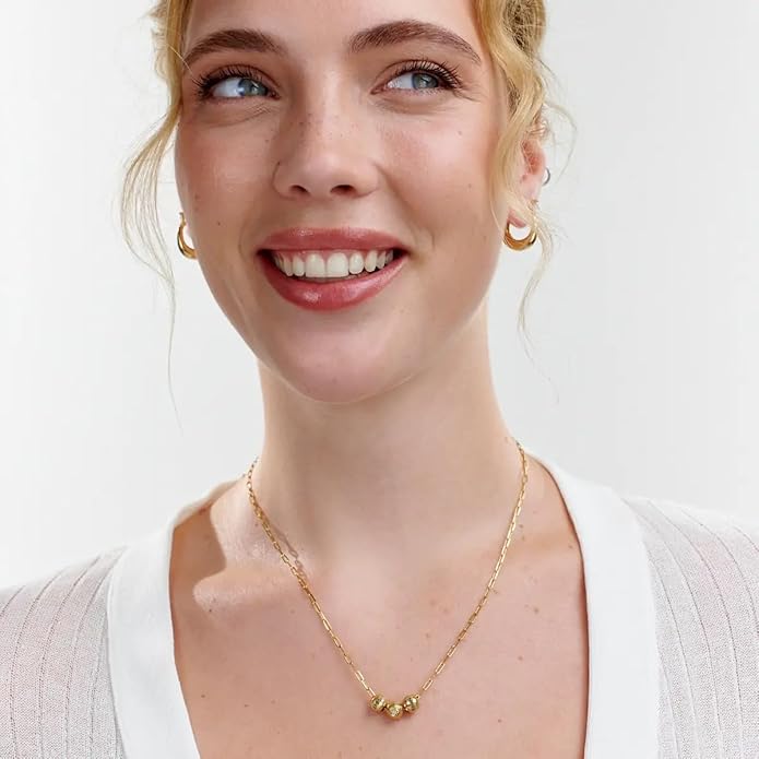 MyNameNecklace Personalized The Balance Charm Necklace with Custom Engraved Beads - Cable/Link Chain - Dainty Gift for Mom, Her - Jewelry for Christmas