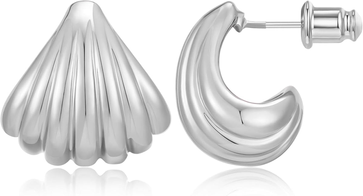 Shell Earrings for Women in Chunky Hoop & Teardrop Styles Boho Beach Statement Jewelry Available in Gold Silver & Rose Gold