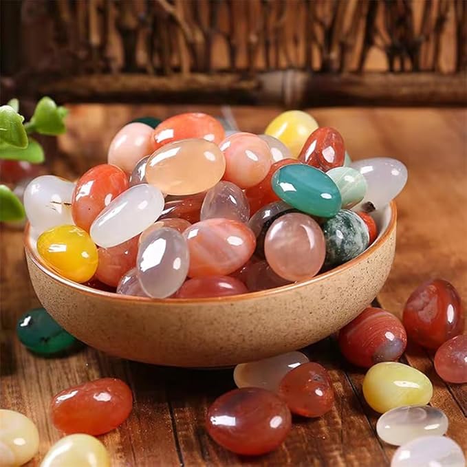 Polished Colorful Agate Crystal Set, 0.4", 128 Pcs - Handpicked Tumbled Stones and Crystals Bulk for Healing, Reiki, Meditation, Witchcraft and Home Decor