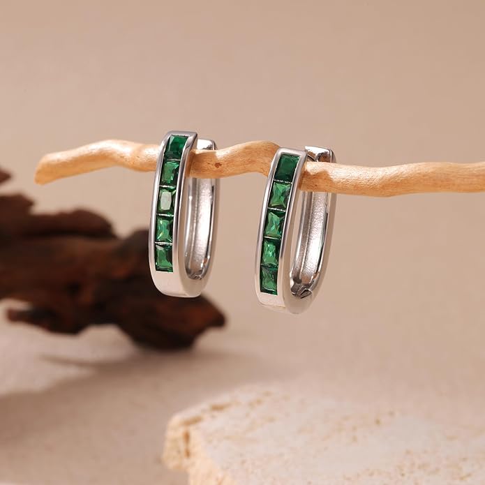 Trendy CZ Gold/Silver Hoop Earrings for Women Square Hypoallergenic chunky gold Hoop Earrings Geometric Minimalist Rectangle Hoops