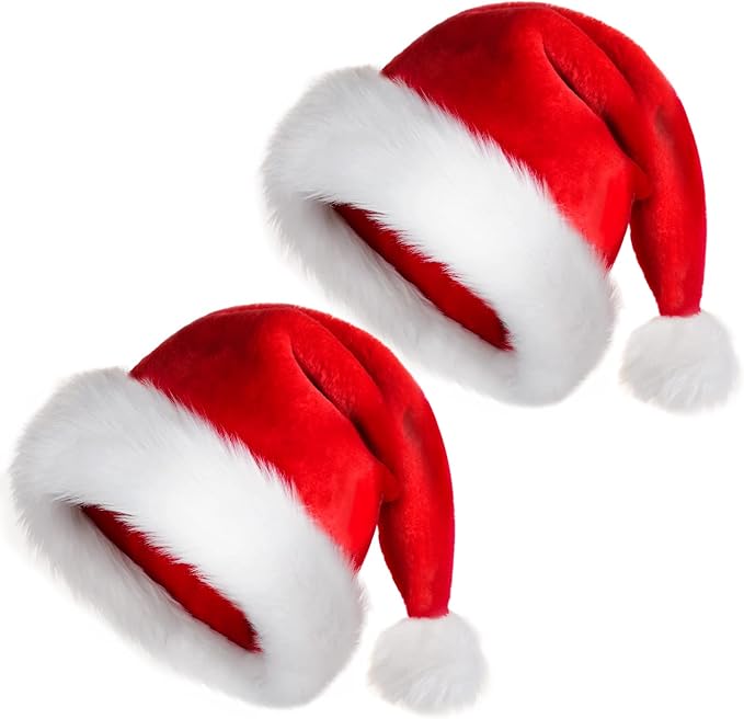 JUANANIUG Santa Hat,Christmas Hat,Xmas Holiday Hat for Unisex Adults, Extra Thicken Classic Fur for Christmas New Year Festive Holiday Party Supplies