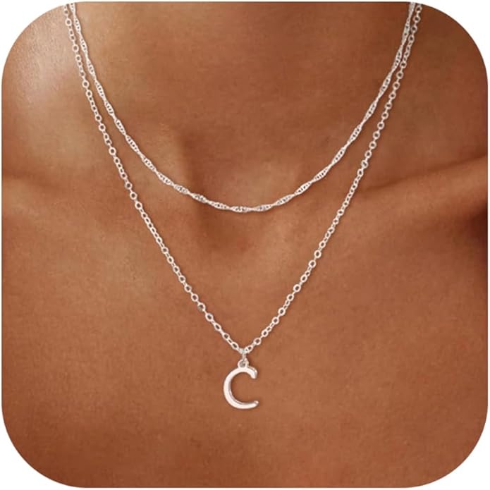 14K Gold Plated Initial Necklaces for Women Dainty Layered Letter Pendant Necklace Cute Choker Necklace Gift Trendy Stuff Personalized Jewelry Stack for Women Her