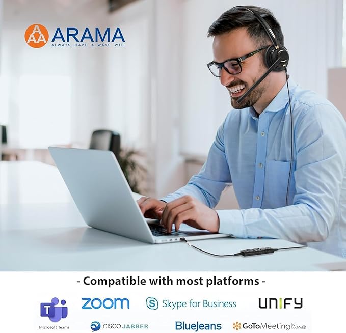 Headset with Microphone Noise Cancelling & Audio Controls Ultra Comfort Headphone for Computer Laptop Pc Business Skype UC Webinar Call Center Office (USB A & USB C Adapter)