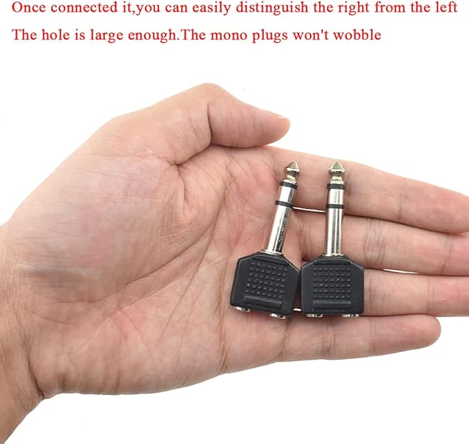Hahiyo 3.25 M-2x6.35 F-TRS Stereo Plug Interconnect Audio One Male 6.35mm(1/4 inch) and Two Females 3.25mm(1/8Inch) Adapter Splitter Good Signal Sound Snap Tight Not Wobble for Guitar Black 2pcs