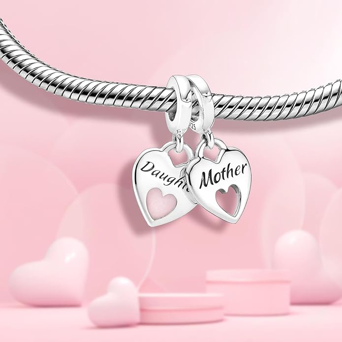 Family Mom Heart Charms 925 Sterling Silver Bead for Bracelets and Necklaces For Women Jewelry Present