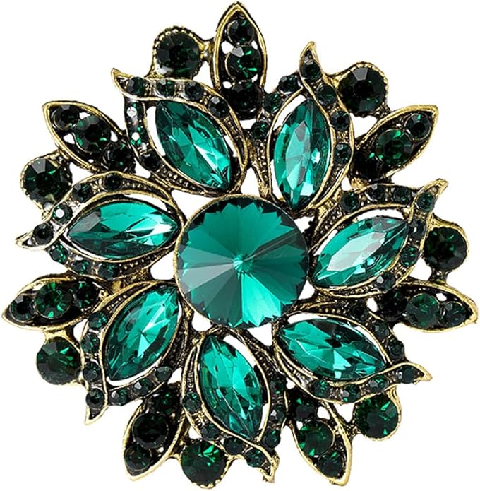 Rhinestone Flower Brooch for Women Vintage Crystal Flower Brooch Pin Elegant Clothing Hat Bag Accessories Christmas Birthday Party Wedding Costume Jewelry