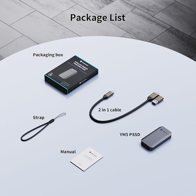 Yottamaster 512GB External SSD, Up to 460MB/s 2 in 1 USB C Cable & Lanyard Portable Solid State Drives, Supports 4K ProRes HDR Compatible with iPhone 16 Pro Max, Smartphone, Tablet, Laptop