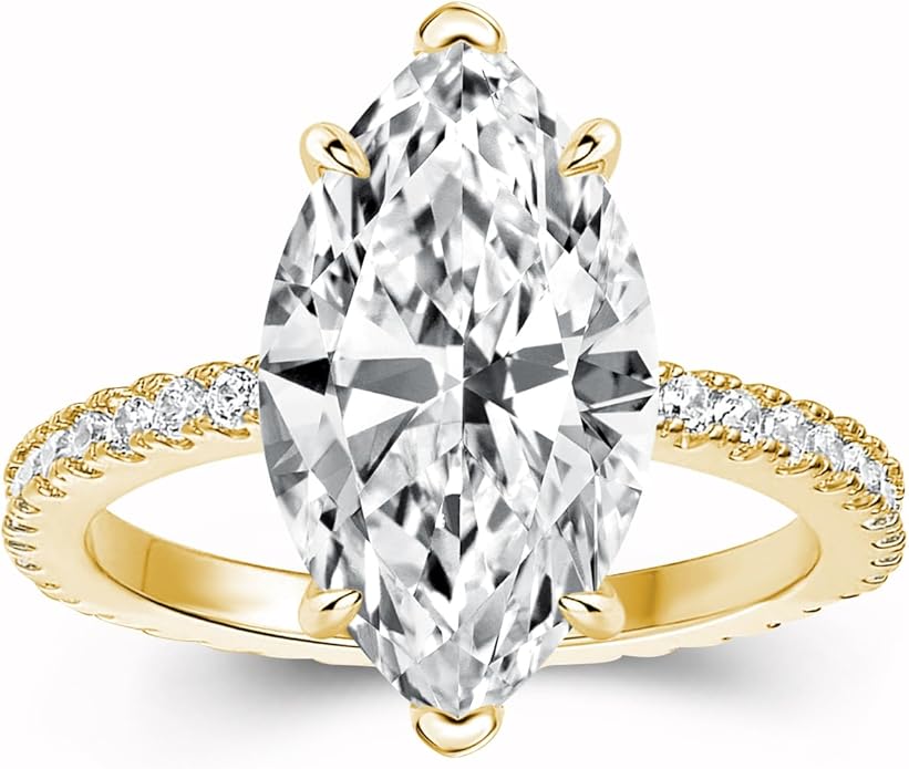 3.5CT Marquise Cut Engagement Ring, AAAAA Grade Cubic Zirconia Promise Ring for Women, S925 Silver Bridal Wedding Jewelry