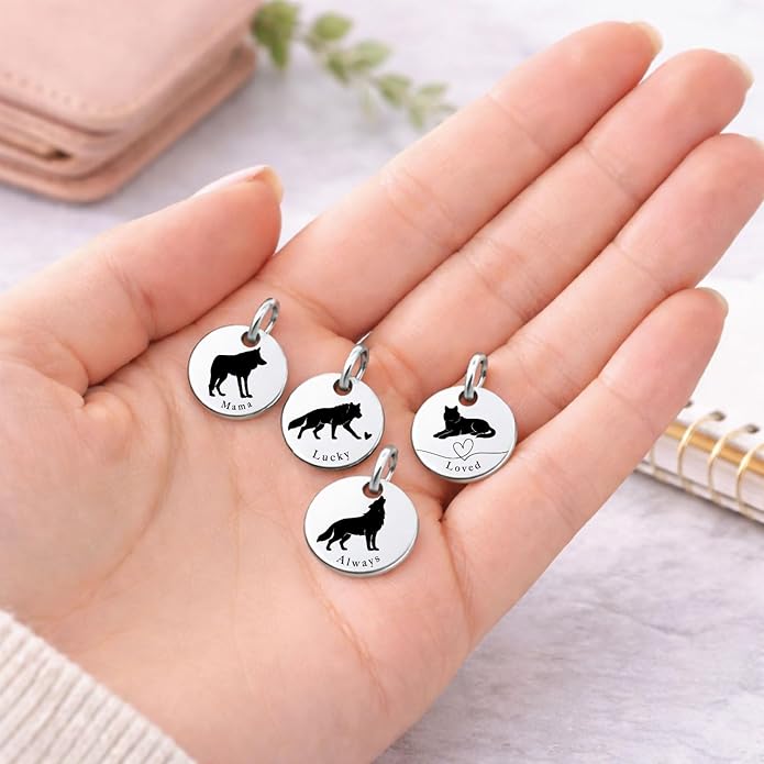 SM Design Mama Animal Charm Set – Set of 4 Stainless Steel Charms – Motherhood & Family Keepsake Jewelry Charmss