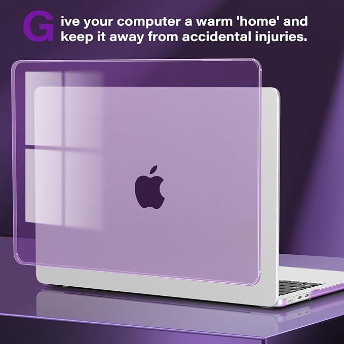 CISSOOK for MacBook Air 13.6 inch Case 2025 2024 2022 Release A3240 A3113 A2681 with Liquid Retina Display, Protective Hard Shell Case for MacBook Air 13 M2 M3 M4, Crystal Purple