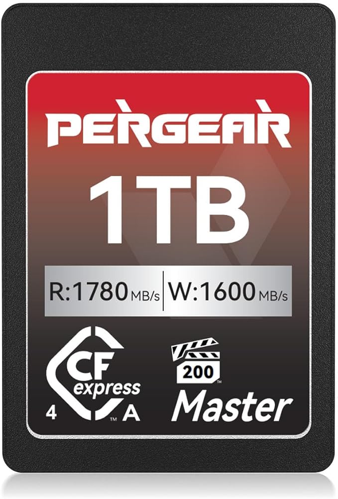 Pergear 1TB CFexpress 4.0 Type A Memory Card,up to 1780MB/S Read Speeds,USB4.0(PCIe 4.0),for Raw,8K 30P Recording,Compatible for Sony Camera,ILME-FX3,ILME-FX6,ILME-FX30 (Black Silver Master Series)