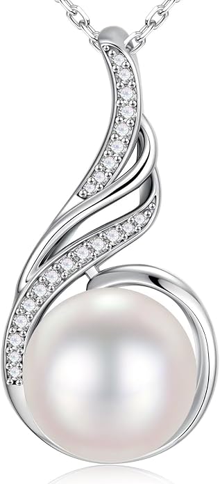Iefil Valentines Day Gifts for Her - 925 Sterling Silver 10-11mm Freshwater Pearl Necklace, Anniversary Birthday Gifts for Women Wife Girlfriend