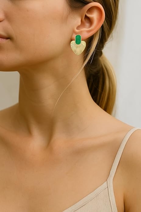 Black/White/Red/Green/Blue/Brown Heart Earrings for Women, Gold Plated Vintage Gold Earrings with Hypoallergenic Posts,Lightweight Black and Gold Dangle Statement Jewelry, Gift for Women—Girlfriend Wife Mom for Wedding, Party, Valentines Day Gifts for Her