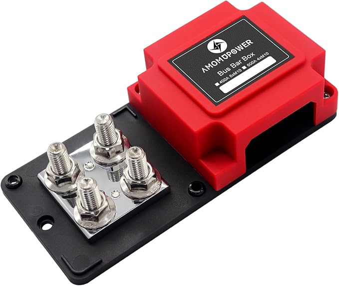 Heavy Duty 400A 12-48V Tin-Plated Copper Block Bus Bar 8xM10(3/8") Studs Independent Modular Positive Negative Ground Battery Junction Block Buss Bar for Solar System Marine Truck Boat