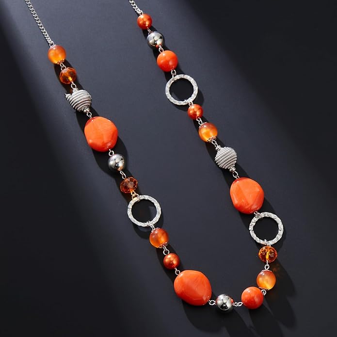 PEARL&CLUB Long Beaded Necklaces For Women - Sweater Chain Fashion Jewelry Necklace Gifts For Women