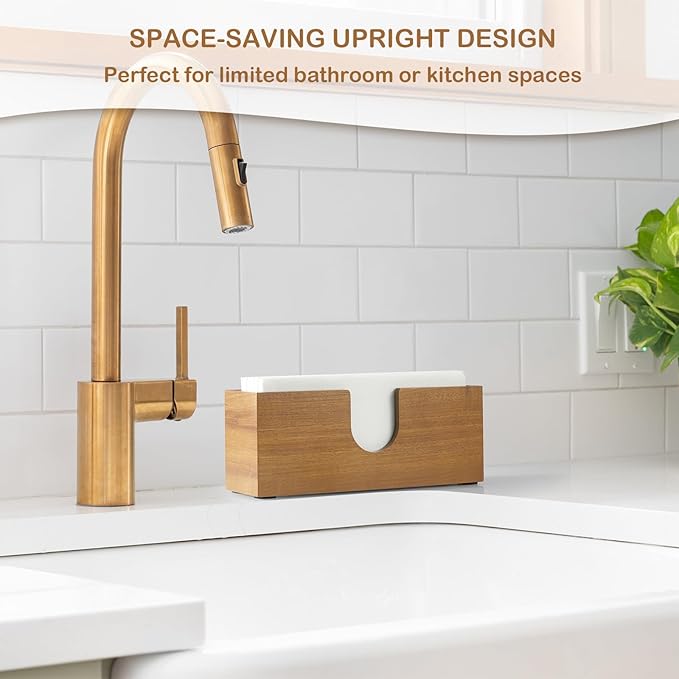 Guest Towel Holder for Bathroom, Acacia Wood Upright Napkin Holder for Kitchen Dining Table, Disposable Paper Hand Towel Holder, Napkin Dispenser for Countertop