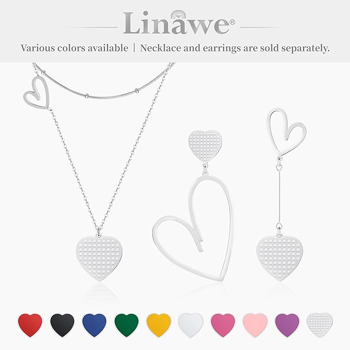 Linawe Layered Choker Heart Pendant Necklace for Women Trendy, Gold/Silver/Rose Gold Chain Stainless Steel Stacked Necklaces, Double Heart Necklace Y2K Preppy Jewelry