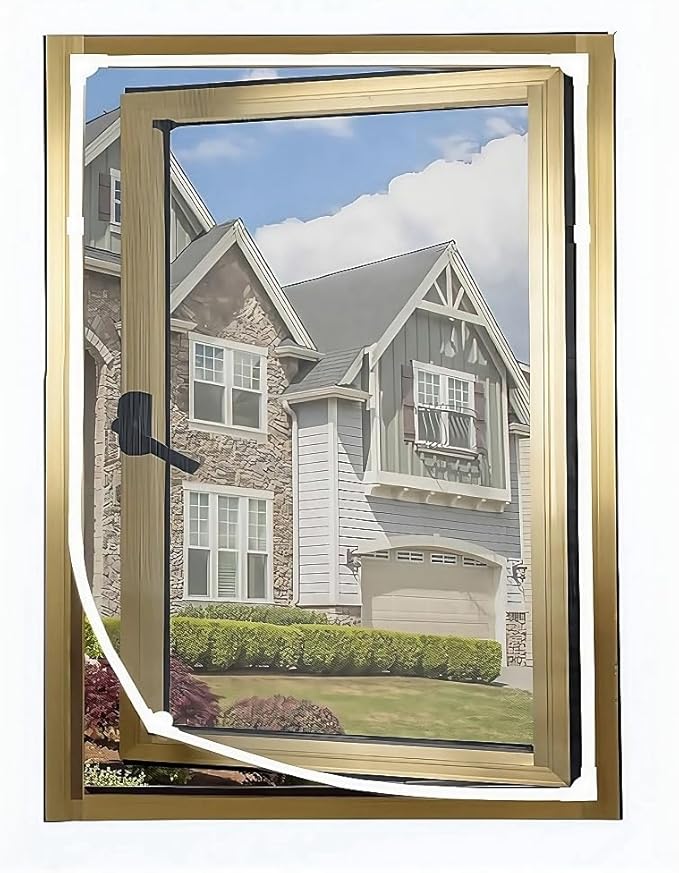 VKX Adjustable DIY Magnetic Window Screen, Fiberglass Mesh, Strong(720GS) Magnetic Strips, White Frames Grey Mesh, Suitable for Various Types of Screen Windows (48 "x 60")