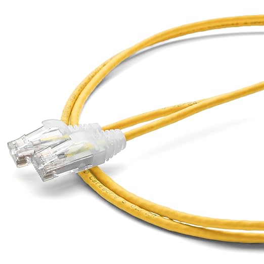 TRUECABLE Cat6 Component Rated Patch Cable, Unshielded (U/UTP), 3ft, Yellow, 28AWG Solid Copper, Snagless 10G High-Speed Ethernet Cable, PoE++ 4PPoE 100W, UL Listed, RoHS-3, 1 Pack