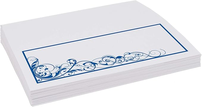 Scribble Vintage Swirl Place Cards, Royal Blue (Choose Color), Set of 150, Pre-cut and Scored - Wedding, Party, Dinner, and Special Events - Made in the USA