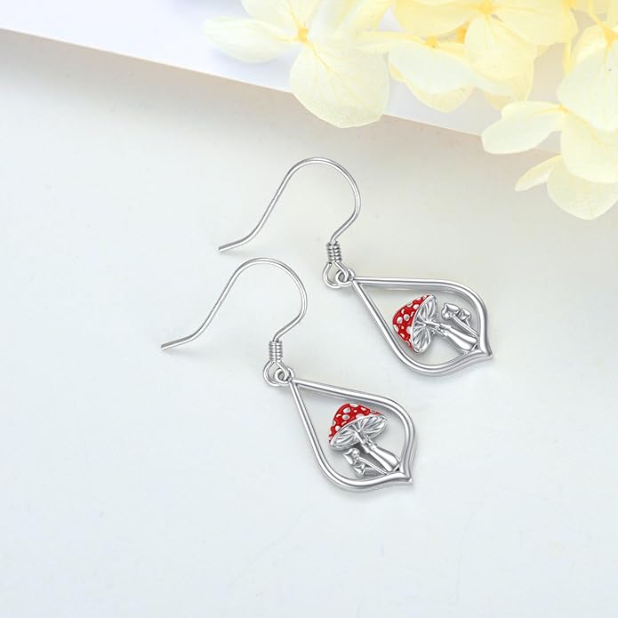 VONALA Flower Earrings for Women 925 Sterling Silver Rose/Lotus/Scottish Thistle/Tulip/Lilac/Mushroom/Pineapple Dangle Drop Earrings Flower Jewelry Gifts for Women Girls Birthday Gifts