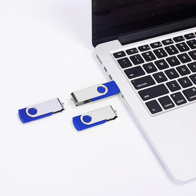 100Pack of 16GB Bulk Flash Drives EASTBULL Flash Drives Pack USB 2.0 Thumb Drives Bulk Swivel USB Drives Bulk with Strings (16GB-Blue)