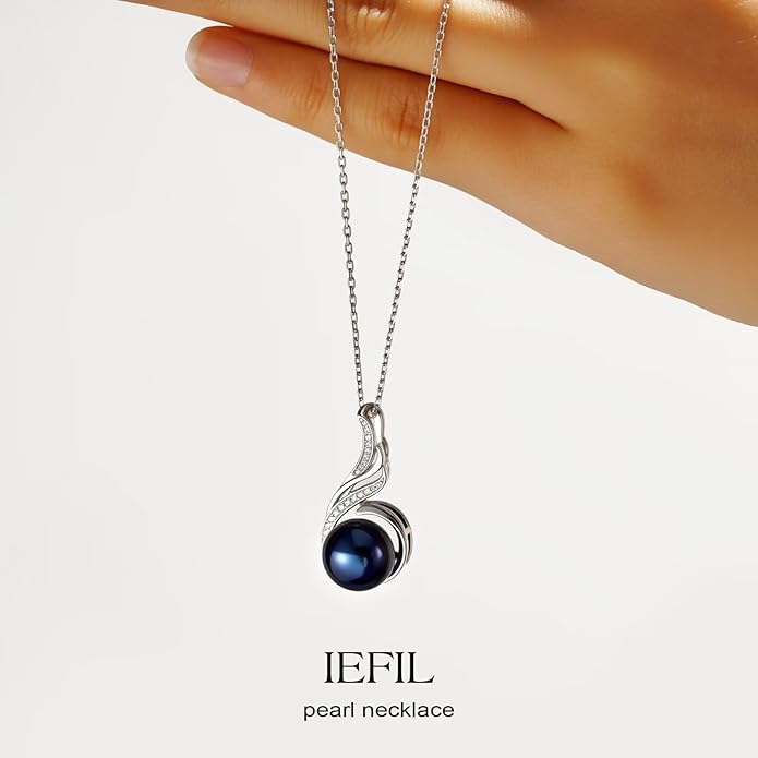 Iefil Valentines Day Gifts for Her - 925 Sterling Silver 10-11mm Freshwater Pearl Necklace, Anniversary Birthday Gifts for Women Wife Girlfriend