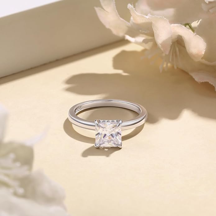 Elspeth 925 Sterling Silver Engagement Ring for Women Oval/Radiant/Pear/Princess/RoundCut Cubic Zirconia Promise Ring Size 4-10