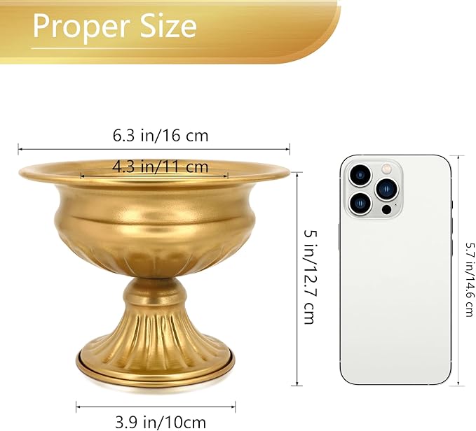 Gold Pedestal Vases for Centerpieces: Wedding Flower Vase for Tables 5 Inch Small Metal Compote Bowl Vase for Birthday Party Anniversary Event Home Decoration Set of 10