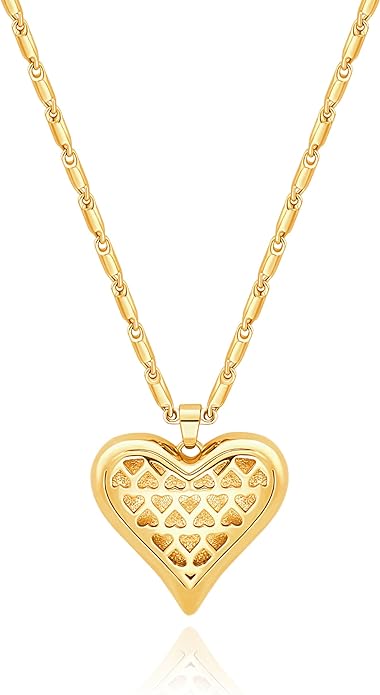 Aobei Pearl 18K Gold Plated Moon Star Lion Evil Eye Love Heart Cross Pendant Necklace Medallion Paperclip Chian Choker Layering Jewery for Women
