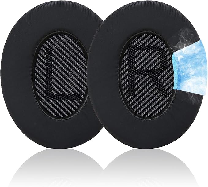 Replacement Earpads Cushions for Bose QuietComfort 35 & Quiet Comfort 35 II, Headphones Ear Covers Ear Pads for Bose QC35/QC35II/25/15/2 / Ae2 / Ae2i / Ae2W / Sound Link/True (Cooling Gel Black)
