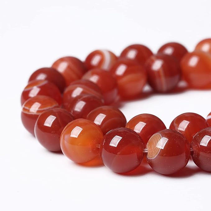 60PCS 6mm Natural Red Striped Agate Beads Round Loose Gemstone Beads for Jewelry Making DIY Bracelet Necklace 15 Inch,Energy Stone Healing Power